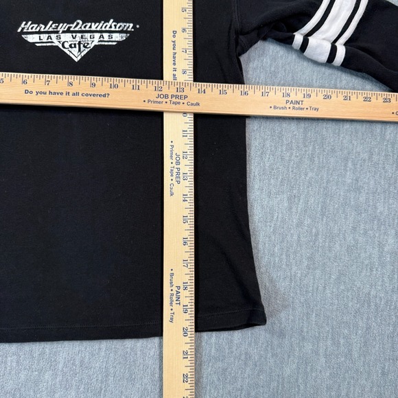 Harley-Davidson Shirt Womens L Black Las Vegas Cafe V-Neck 3/4 Sleeve Graphic - Picture 4 of 7